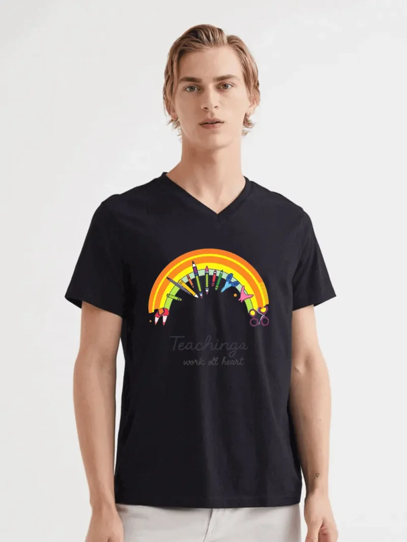 Colorful Rainbow Of School Supplies Celebrating Teaching With Love T-Shirt