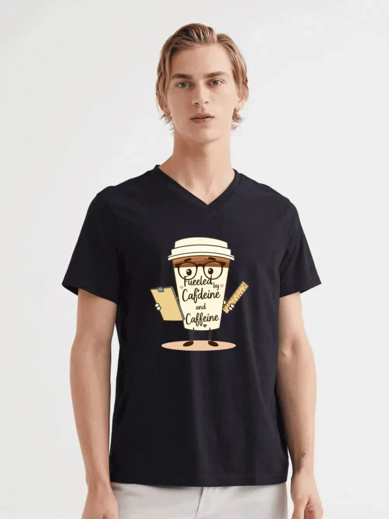 Cute Coffee Cup Cartoon For Teachers Running On Pure Caffeine T-Shirt