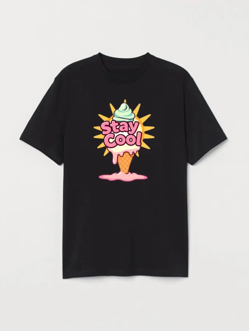 Melting Ice Cream Meets Sunshine Fun Sweet Summer Mood T-Shirt - Image 2