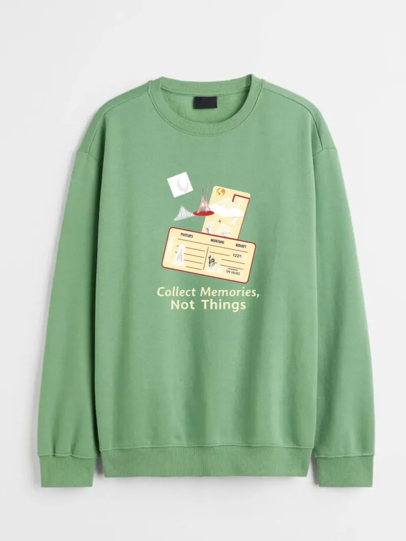 Passport Stamps And World Icons Inspiring Travel Over Material Stuff Sweatshirt - Image 2