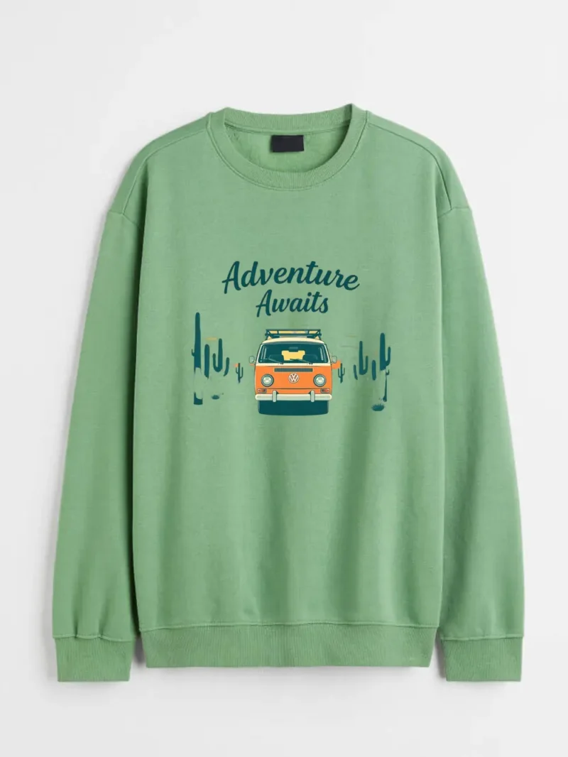 Retro Van And Cactus Desert Ready To Roll Into The Unknown Sweatshirt - Image 2