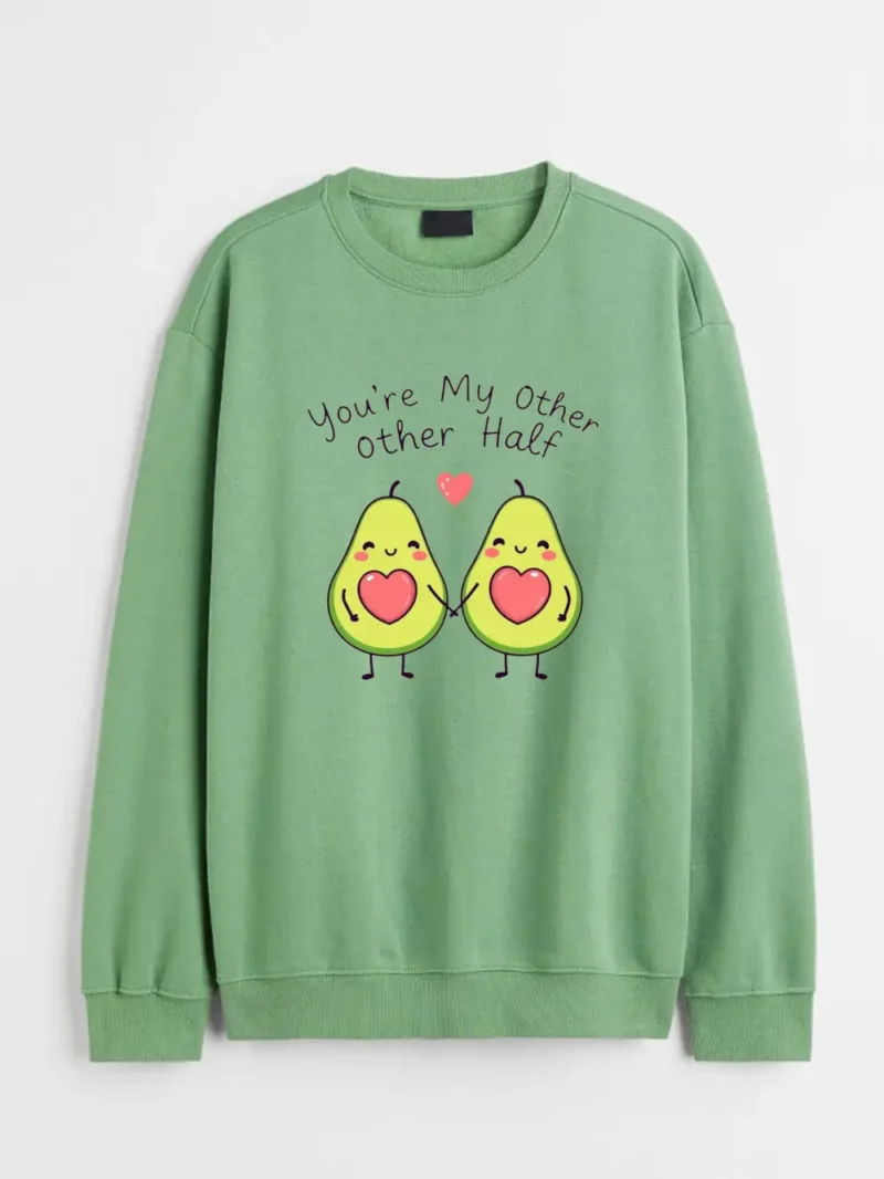Smiling Avocados Hand-in-hand For Perfect Pair Vibes Sweatshirt - Image 2