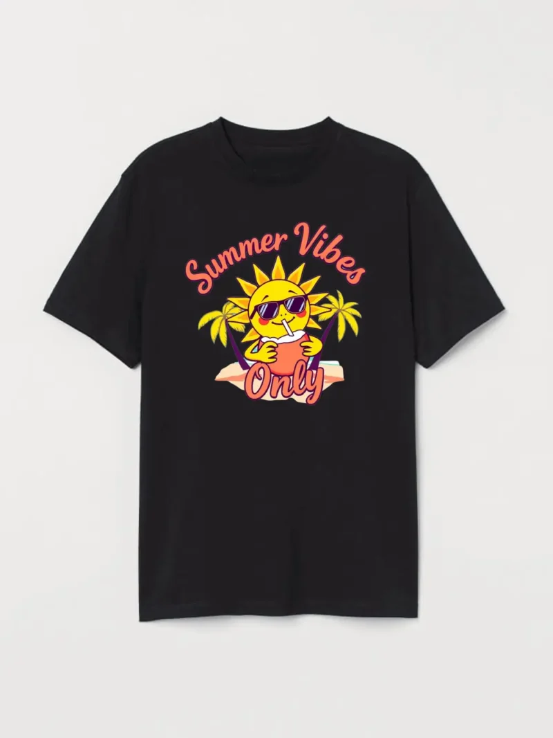 Smiling Sun With Shades And Coconut Pure Tropical Energy T-Shirt - Image 2