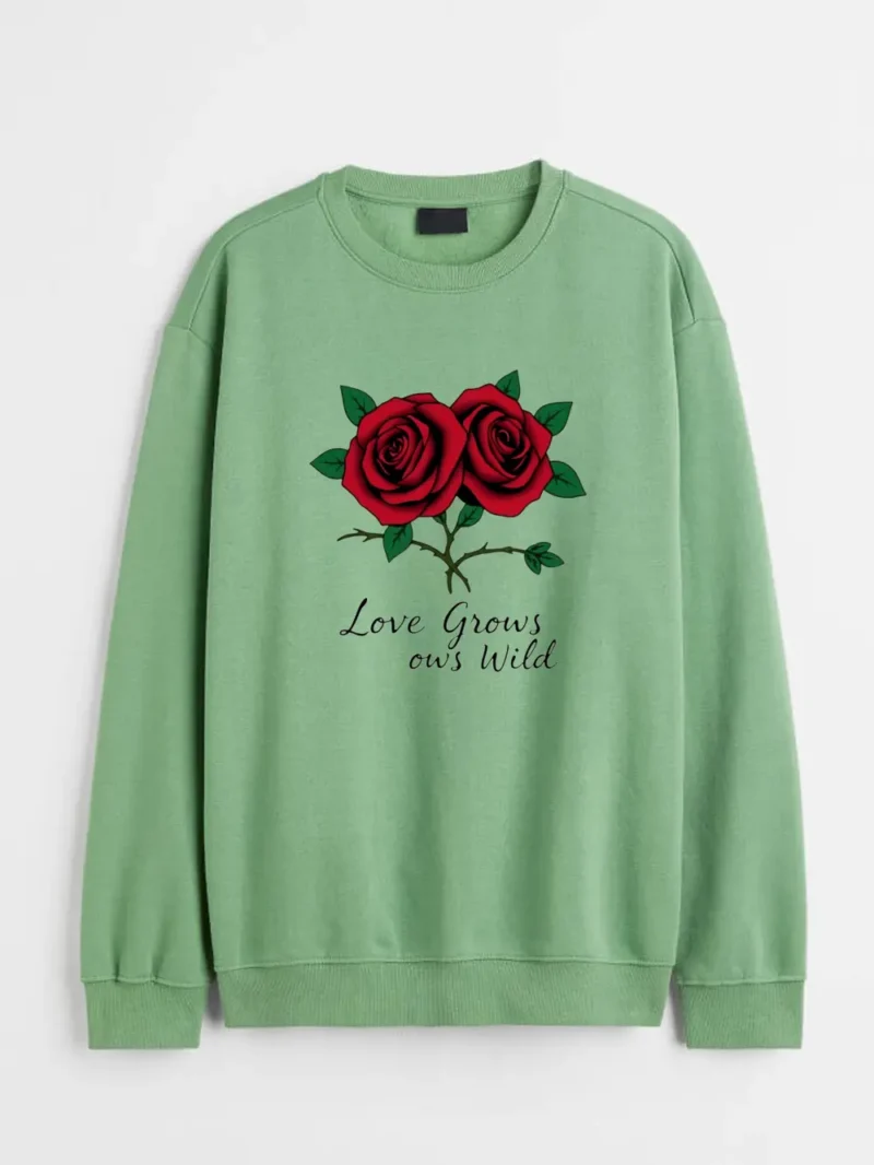 Two Blooming Roses Celebrating Natural Untamed Love Sweatshirt - Image 2